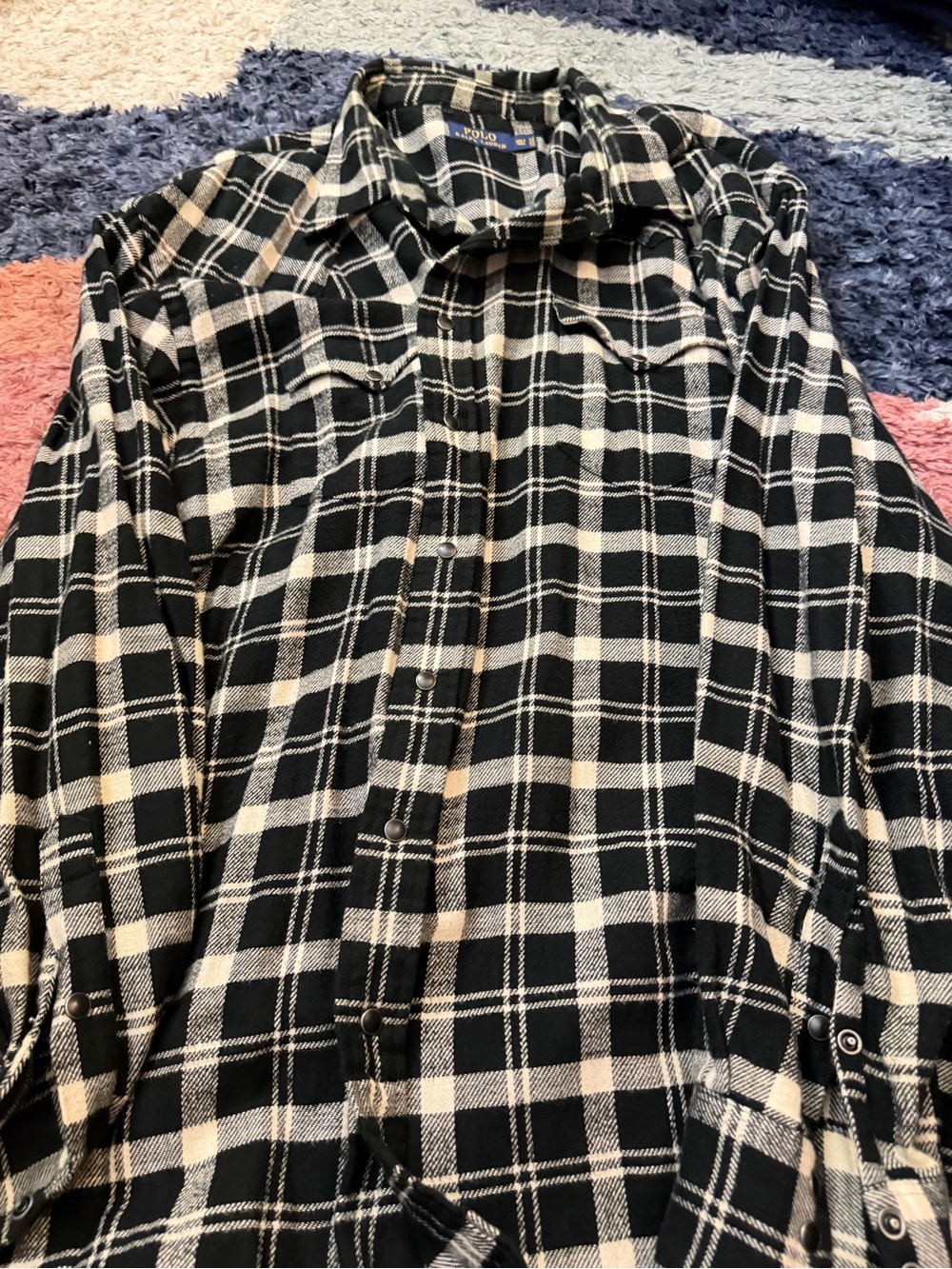 Polo Ralph Lauren Black & Cream Plaid Men's Flannel Shirt